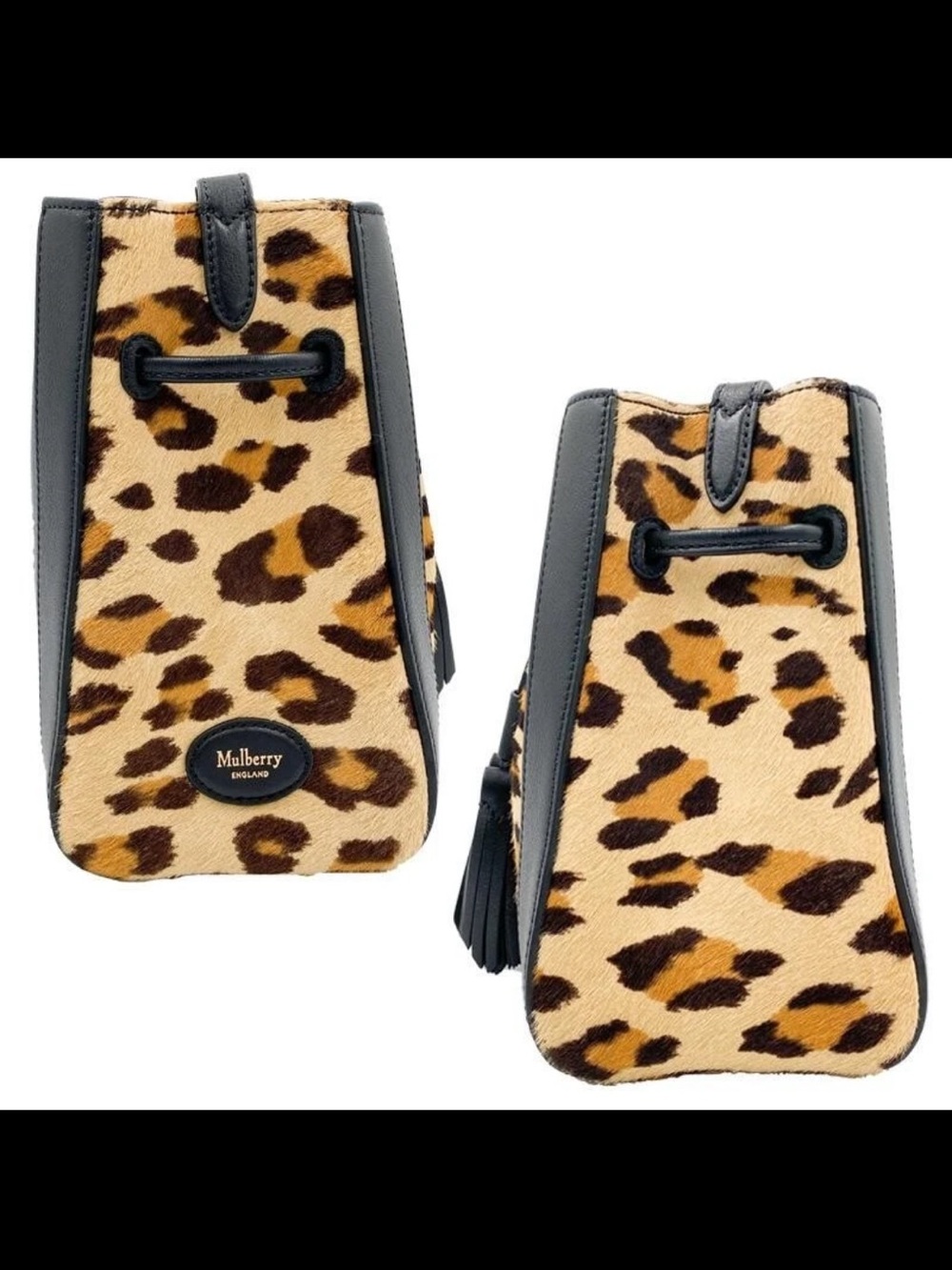 Mulberry Leopard-Print Mini Bucket Bag in Black and Tan - Picture 3 of 8